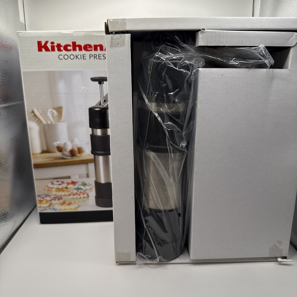 KitchenAid Gourmet Cookie Press Set Stainless Steel/Black 12 Discs With Manual